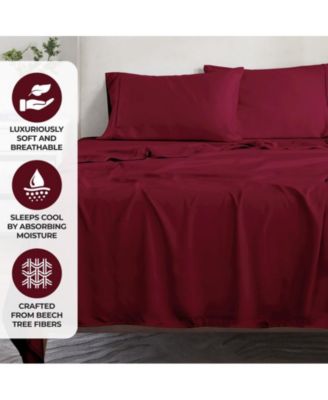 300 Thread Count Modal From Beechwood Lightweight Cooling Solid 4 Piece Extra Deep Pocket Bed Sheet Set, King