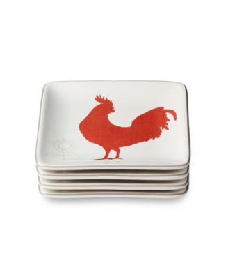 Vintage Farm Canape Plates, Set of 4,  Service for 4