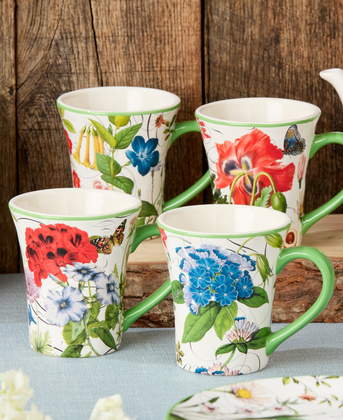 Certified International Greenhouse Set Of 4 Mugs 16oz In Miscellaneous