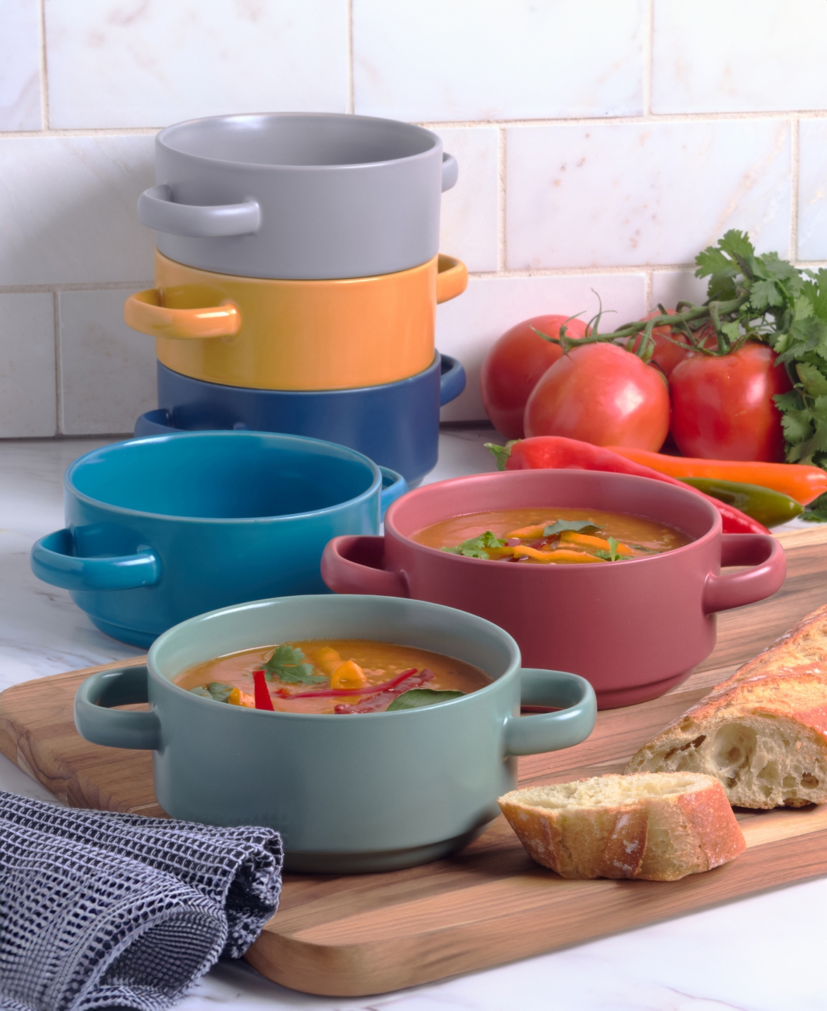 Certified International Matte Glaze Soup Crocks, Set Of 6, Service For 4 In Miscellaneous