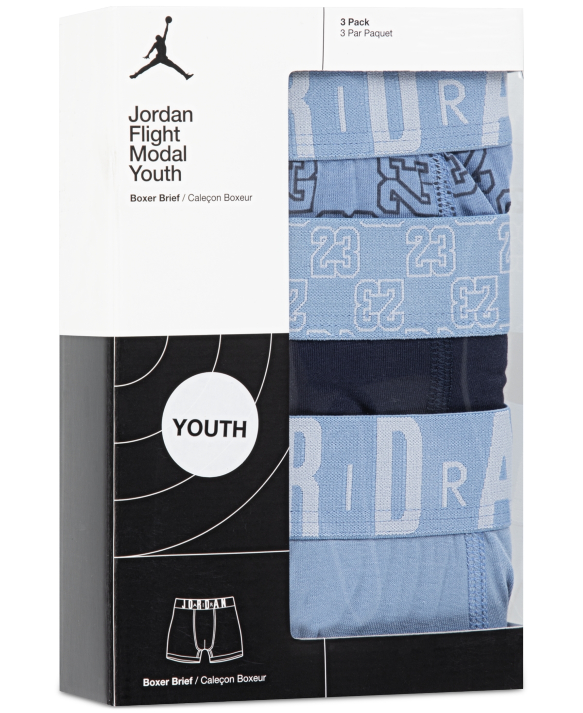 Jordan Big Boys 23 Monogram Boxer Briefs, 3 Pack In Chambray