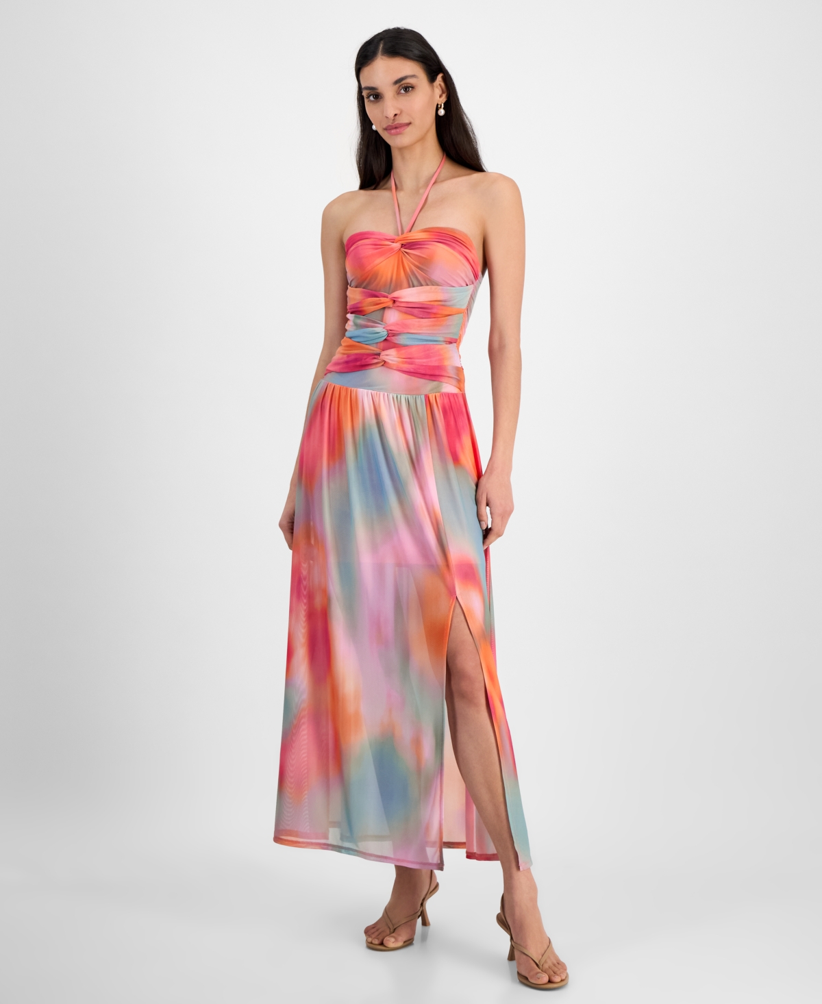 Bar Iii Women's Printed Halter Bandeau Maxi Dress, Exclusively At Macy's In Ayla Absrct A