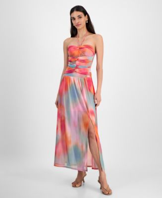 Bar III Women's Printed Halter Bandeau Maxi Dress, Exclusively at Macy's -  Macy's