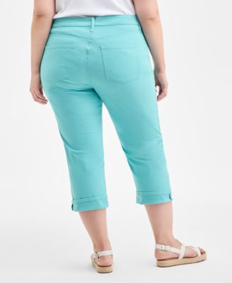 Plus Size Curvy Roll-Cuff Capri Jeans, Created for Macy's