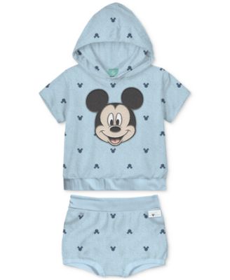 Disney - Baby Girls Mickey Mouse Terry Hoodie & Shorts, 2 Piece Set