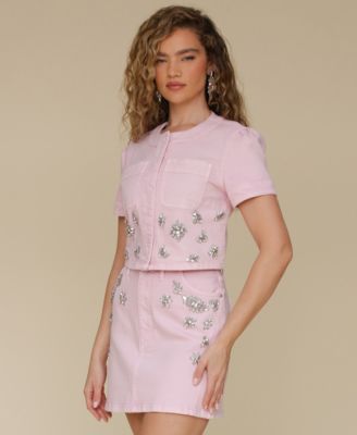 Women's Rhinestone-Trim Cropped Top