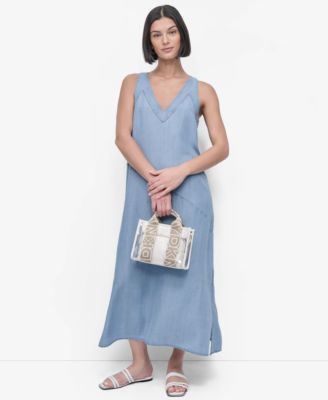 DKNY - Women's Sleeveless V-Neck Side-Slit Dress