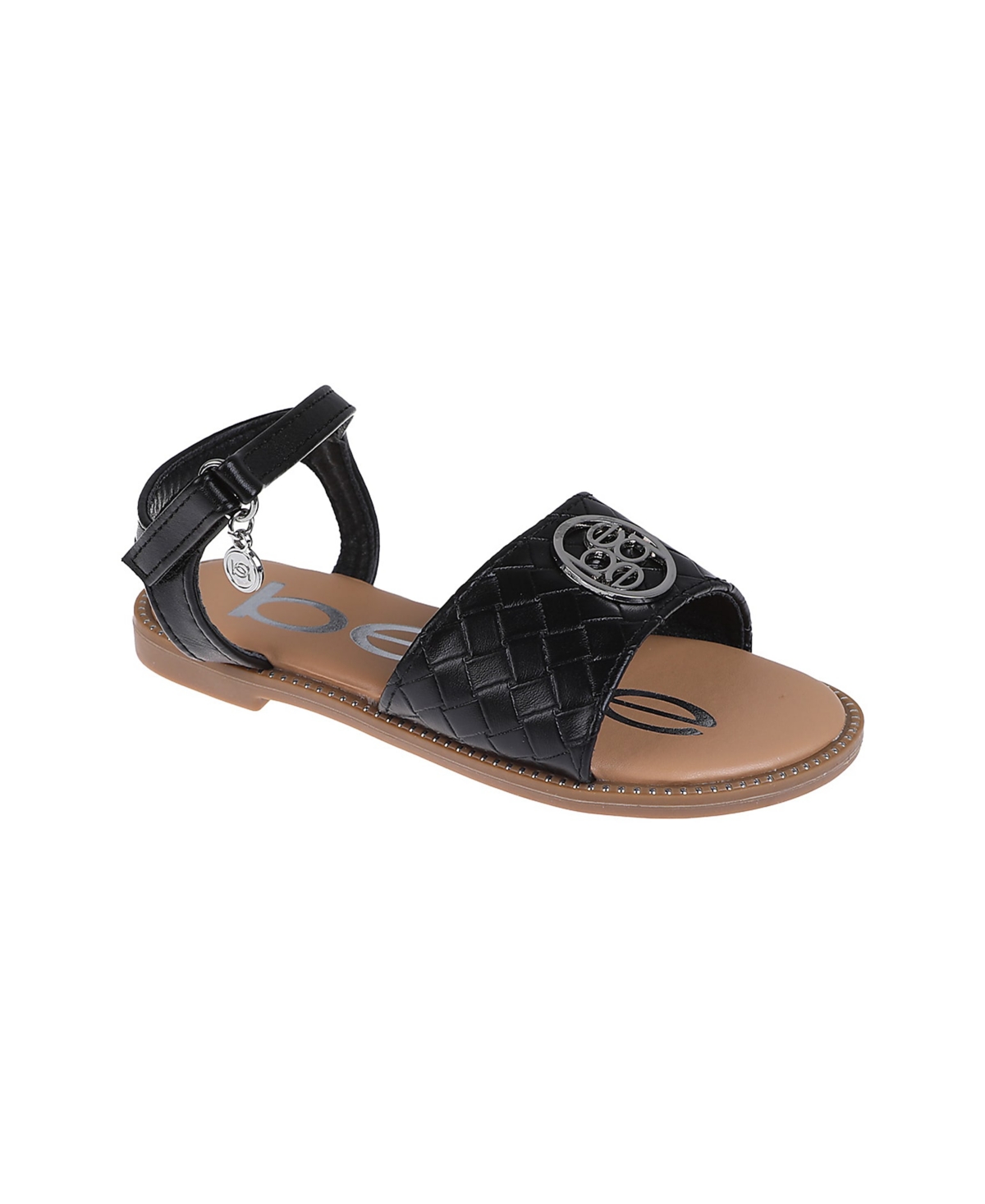 Bebe Little Girls Embossed Flat With Medallion Hardware Sandals In Black