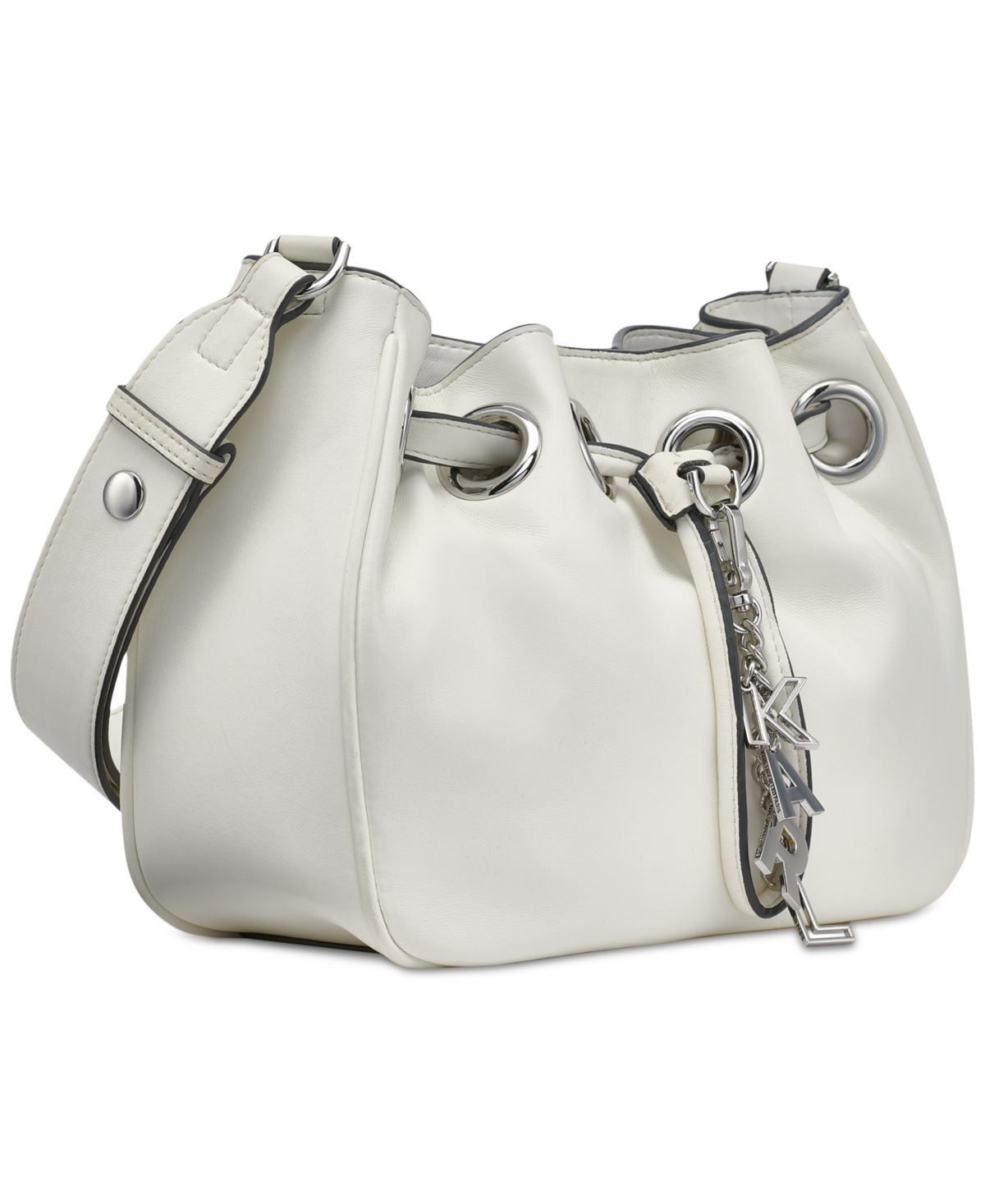Karl Lagerfeld Desiree Small Leather Hobo Bag In Winter White