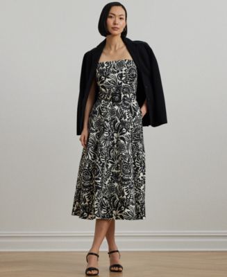 送関込☆RALPHLAUREN FLORAL BELTED FAILLE COCKTAIL DRESS Lauren Ralph Lauren Women's Floral Belted Faille Cocktail