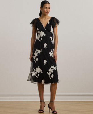 Lauren Ralph Lauren - Women's Floral-Appliqu&eacute; Tulle Cocktail Dress