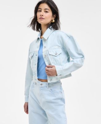 HUGO - Women's Cotton Relaxed-Fit Cropped Denim Jacket