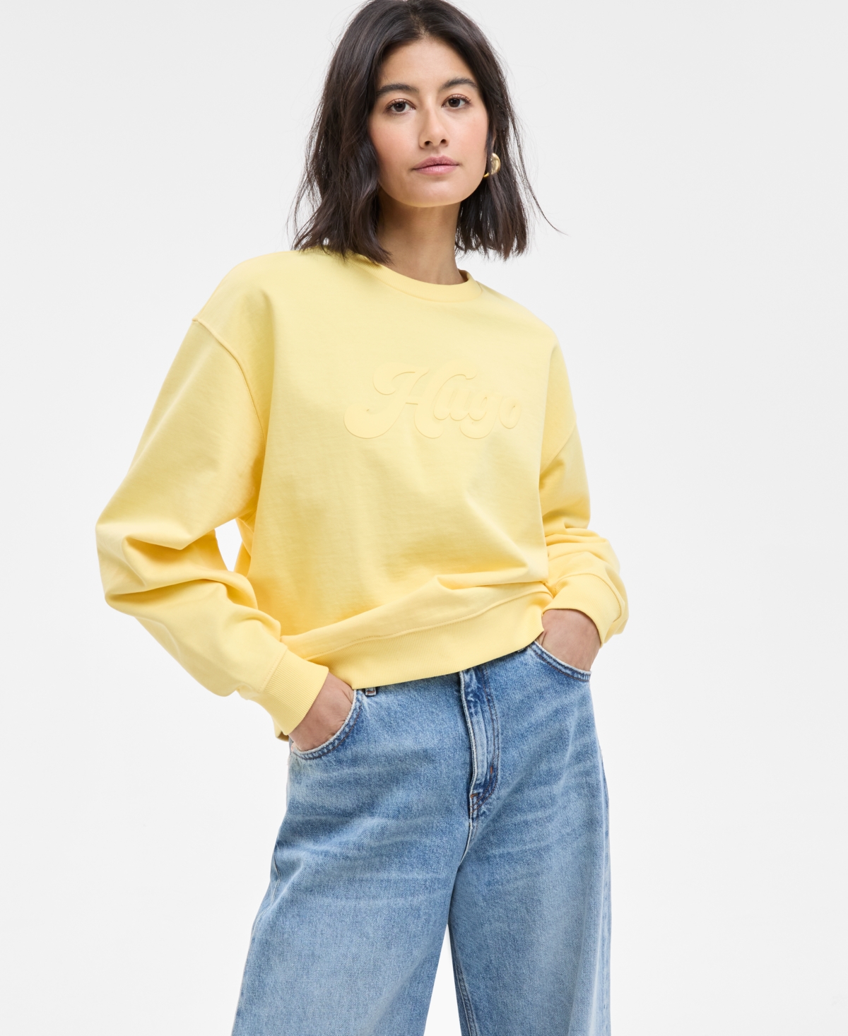 Women's Crewneck Long-Sleeve Logo Sweatshirt - Med Yellow