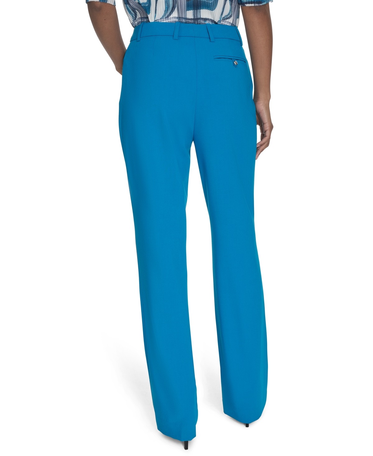 Calvin Klein Petite Lux Modern Fit Mid Rise Straight-leg Pants In Corsica