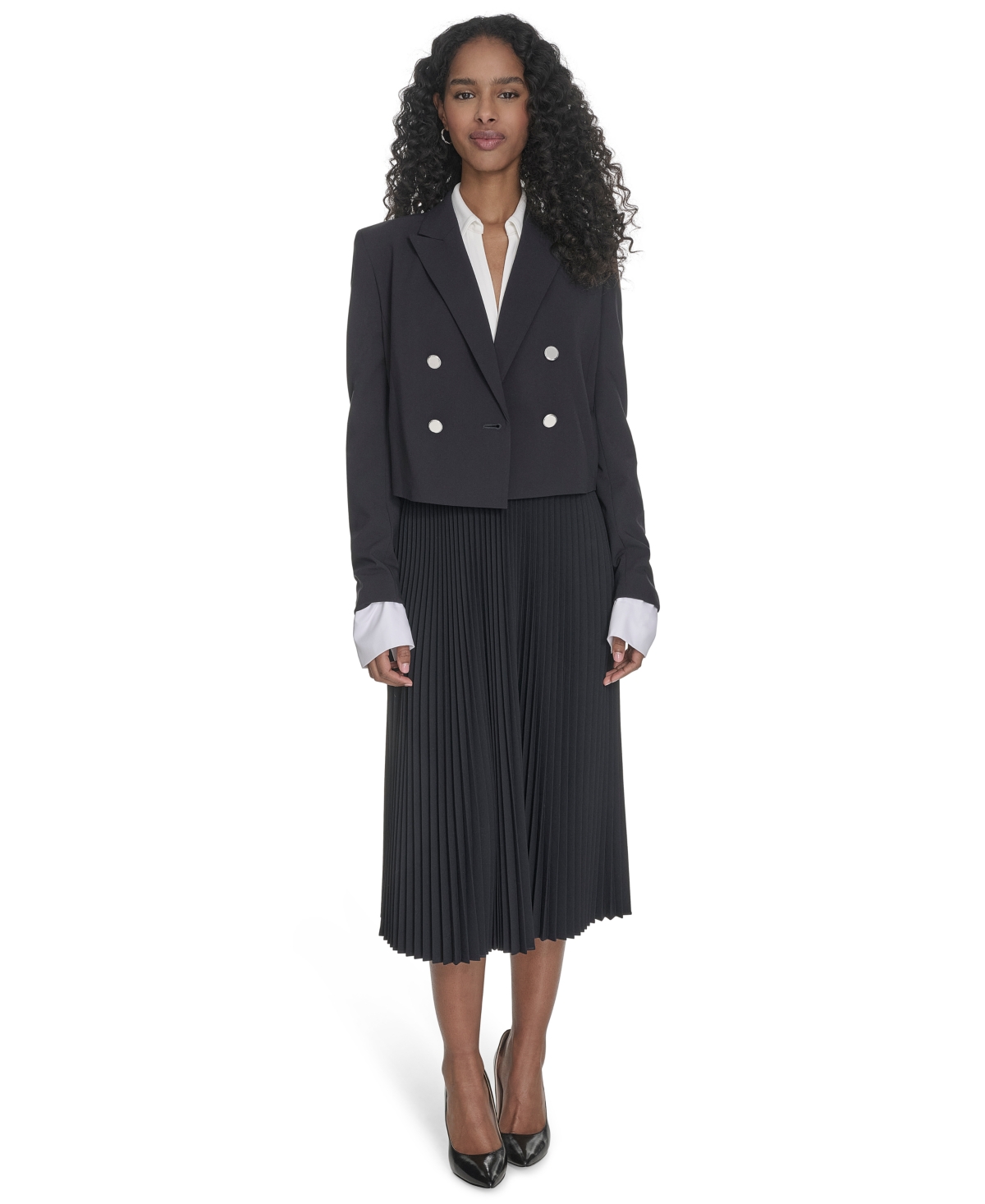 Calvin Klein Women's Pleated Pull-on Midi Skirt In Navy