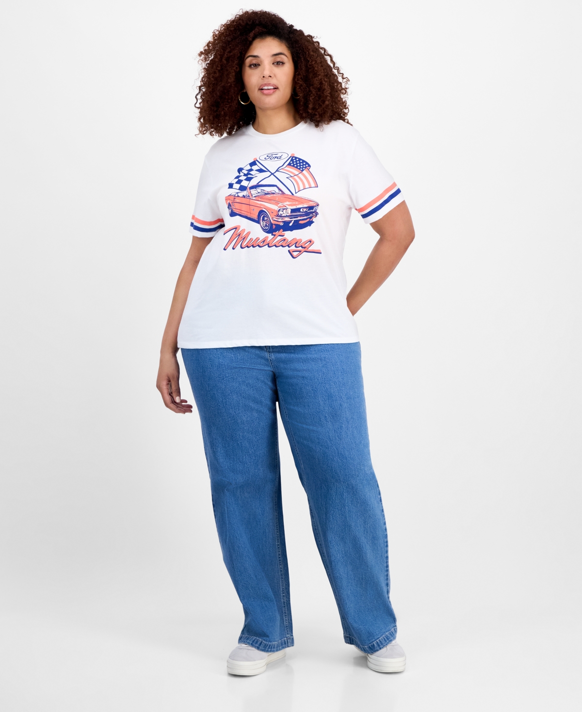 HYBRID TRENDY PLUS SIZE MUSTANG CREWNECK TEE 