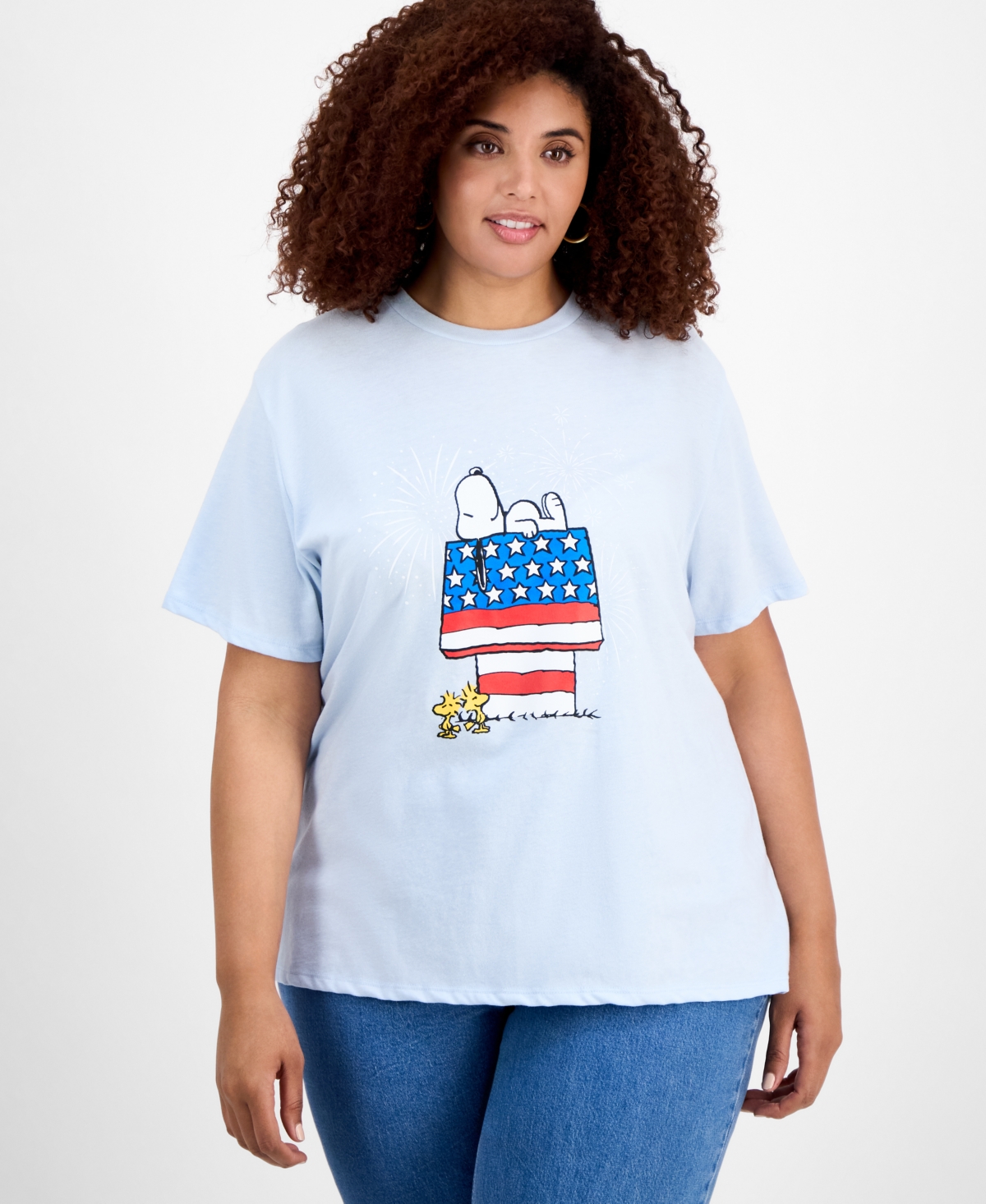 HYBRID TRENDY PLUS SIZE PEANUTS FIREWORKS CREWNECK TEE 