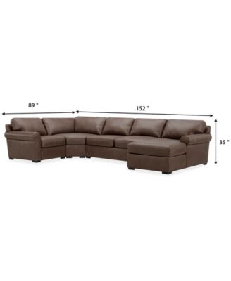 Radley Roll Arm 152" 4-Pc. Leather Wedge Corner Chaise Sectional, Exclusively at Macy's