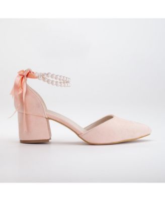 Miranda Low Block Heels with Pearls
