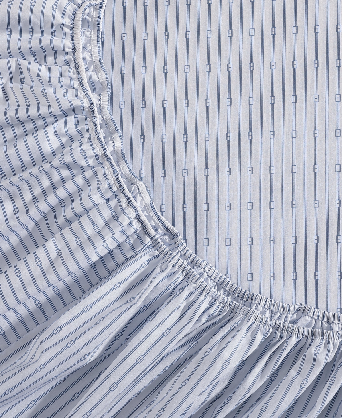 Tommy Hilfiger Printed 200-thread Count Cotton Percale 3-pc. Sheet Set, Twin In Monogram Pastel Blue