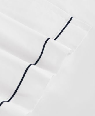 Solid 200-Thread Count Hem Stripe Cotton Percale 3-Pc. Sheet Set, Twin XL