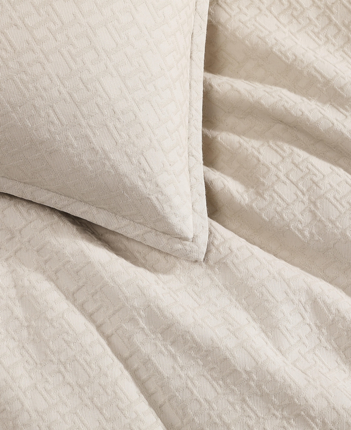 Tommy Hilfiger Monogram Matelasse Duvet Cover Set In Khaki