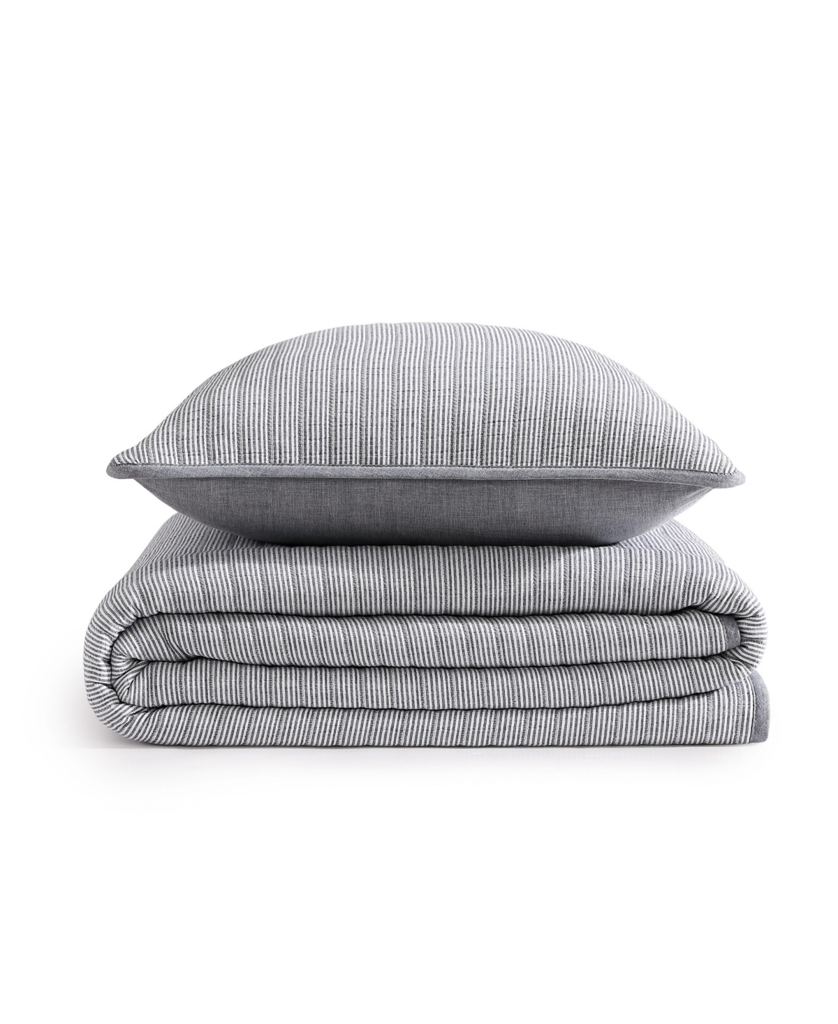 Tommy Hilfiger 136 Thread Count Ithaca Stripe Cotton Reversible Quilt Set In White,core Navy