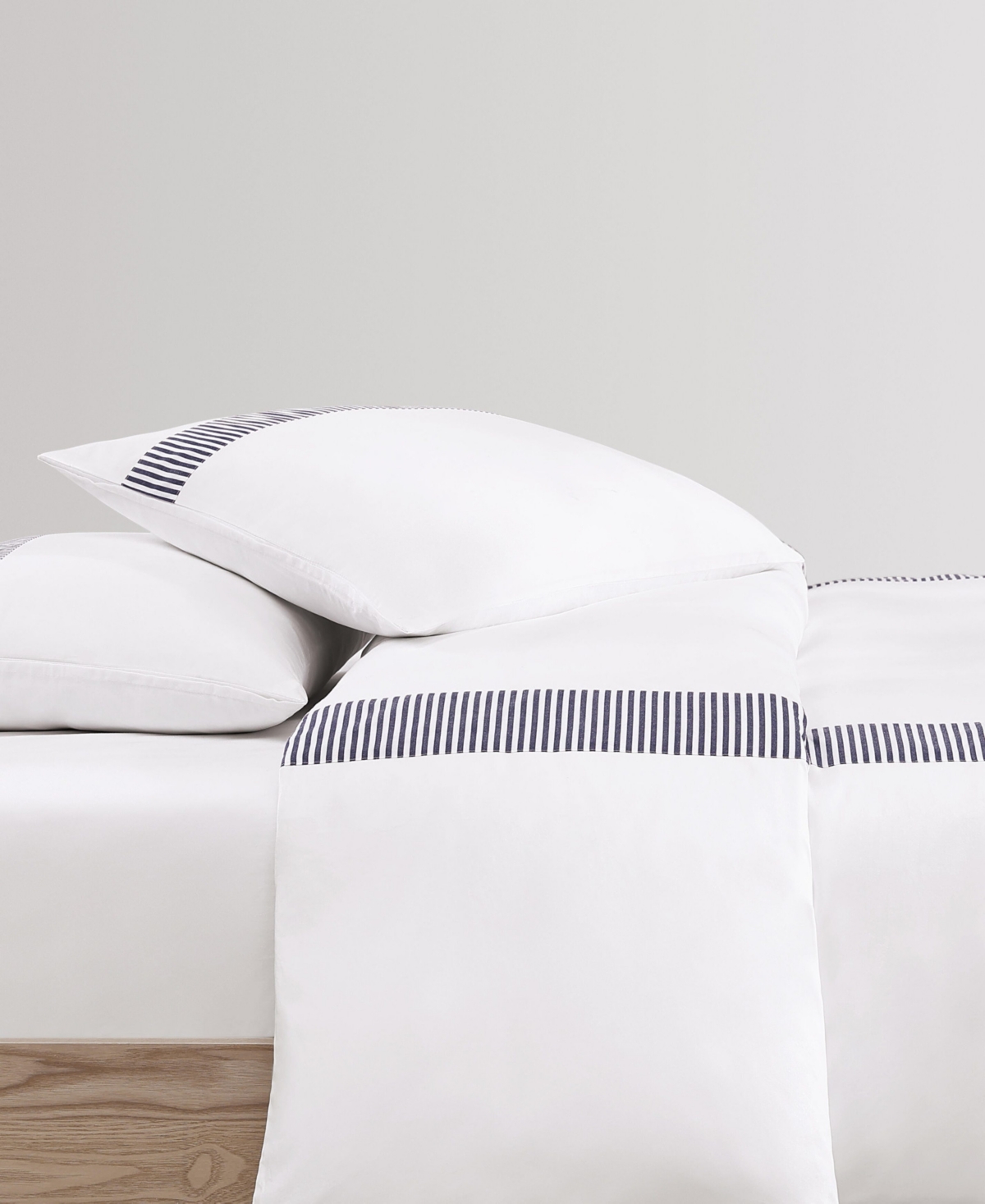 Tommy Hilfiger Madison Oxford Cotton 3-pc. Duvet Cover Set, King In Navy,white