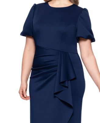 Plus Size Short-Sleeve Boat-Neck Draped Sheath Dress