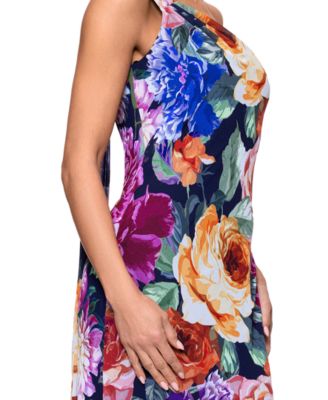 Women's One-Shoulder Floral Chiffon Dress