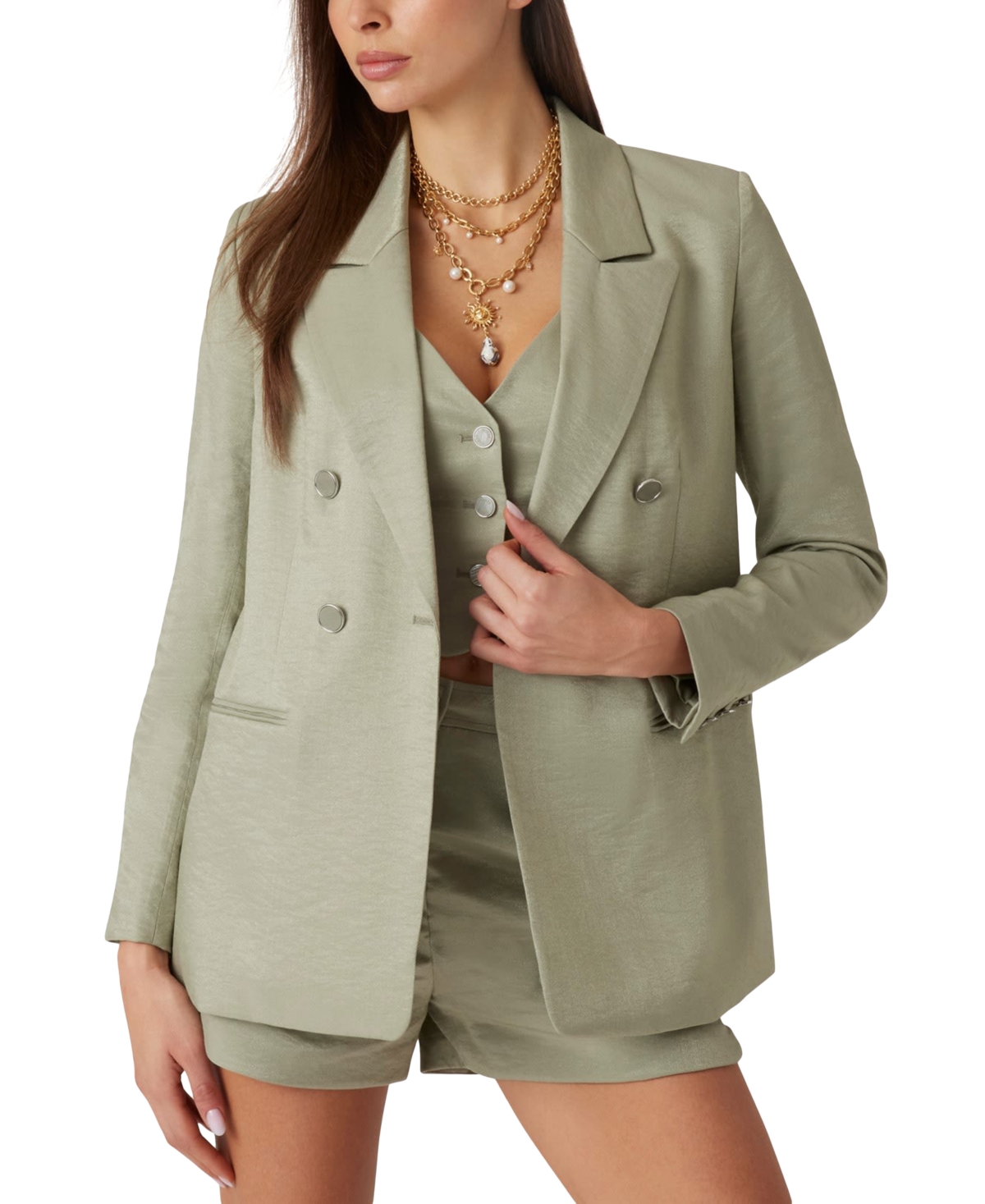 GUESS WOMEN'S CAMILLE DOUBLE-BREASTED LAPEL JACKET 