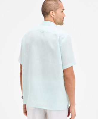 Men's Tropic Short Sleeved Floral Print Button-Front Linen Shirt, Exclusively at Macy's