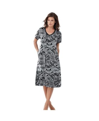 Women's Dreams and Co. V-Neck Short Sleeve Short T-Shirt Lounger