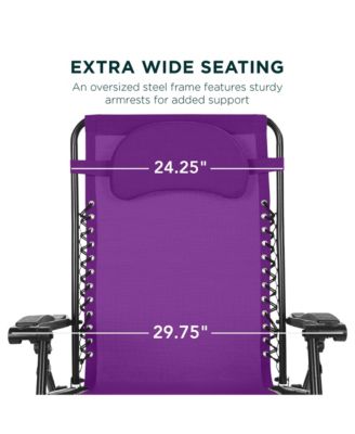 Oversized Zero Gravity Chair, Folding Outdoor Patio Recliner w/ Cup Holder