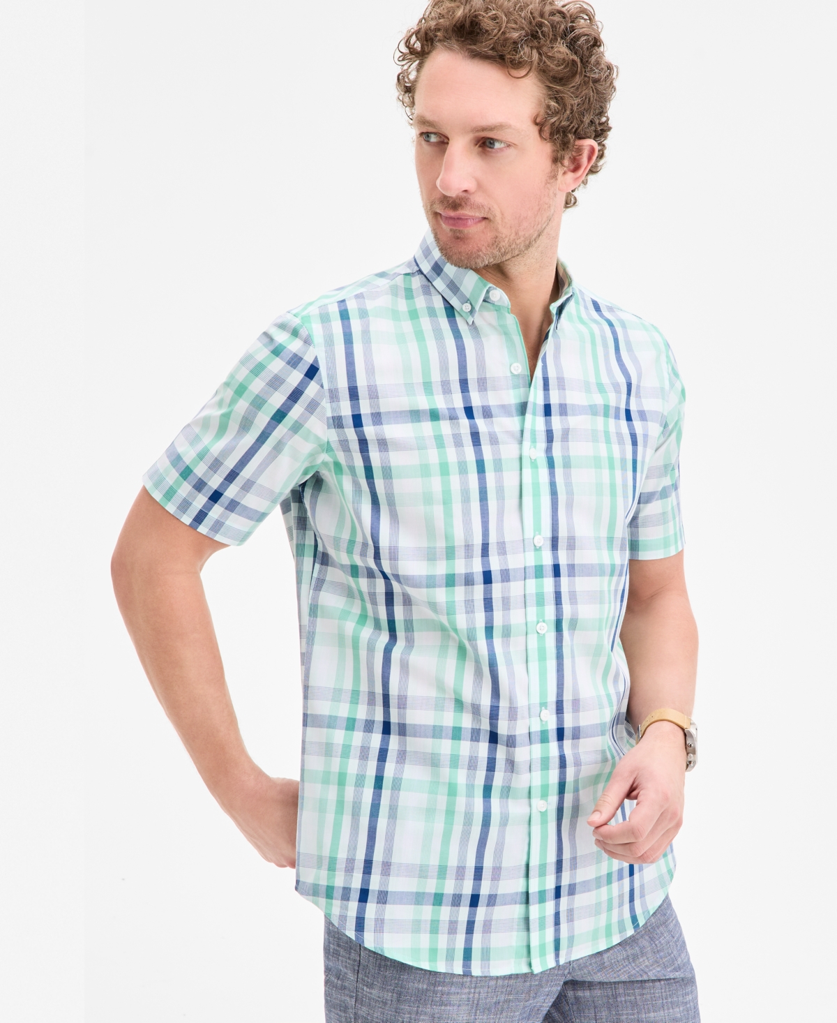 Club Room Men's Woven Plaid Shirt, Exclusively At Macy's