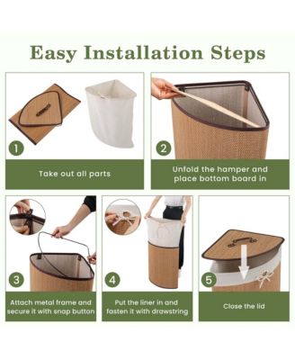 Bamboo Laundry Hamper Basket with Lid and Removable Liner Bag