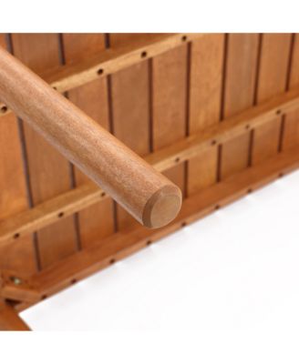 Natural Solid Wood 40-Inch Long Rounded Rectangle Outdoor Coffee Table