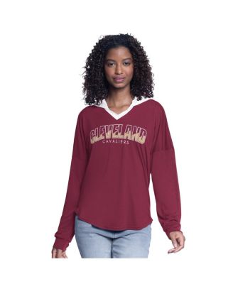 G-III 4Her by Carl Banks - Women's Wine Cleveland Cavaliers Bench Player Oversized Long Sleeve Hooded Top