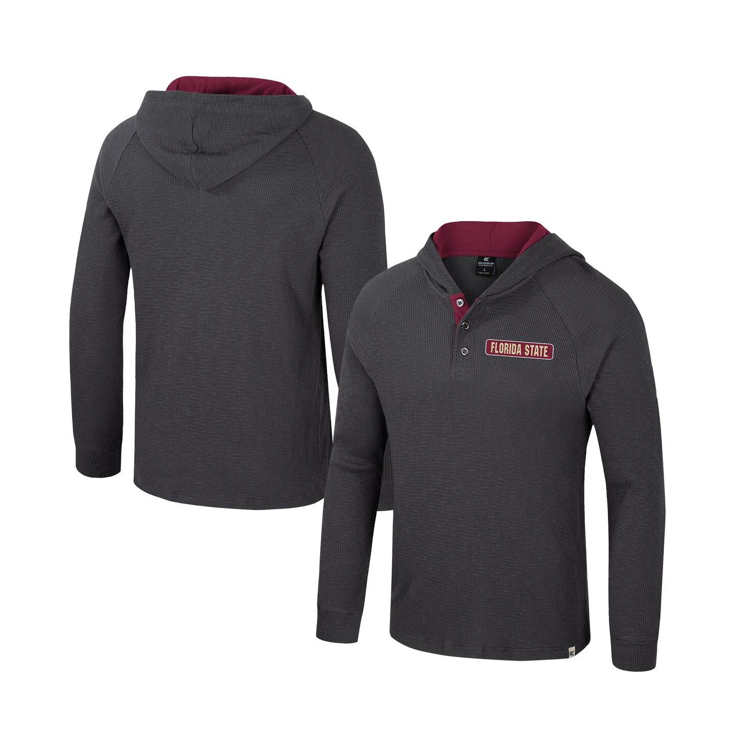 Мужское худи Colosseum Charcoal Florida State Seminoles DuJour Raglan Long Sleeve Henley T-Shirt — фото 1