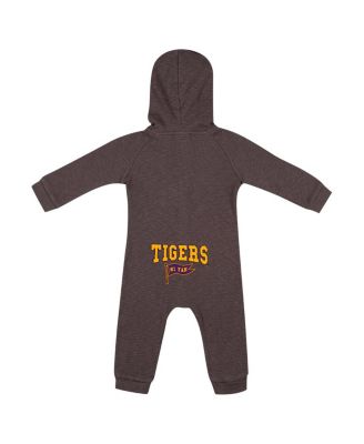 Baby Boys and Girls Charcoal LSU Tigers Zando-Zan Waffle Full-Snap Hooded Romper