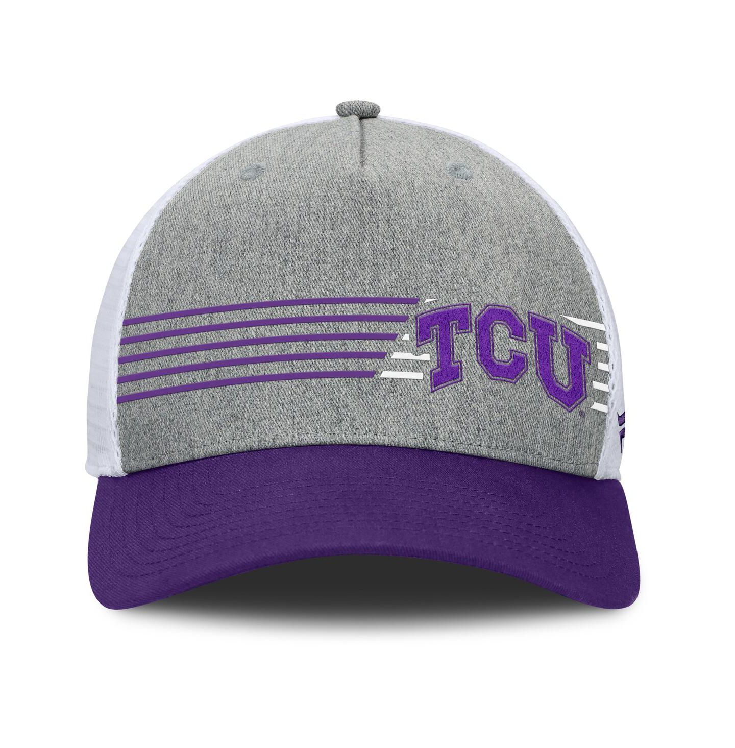Мужская кепка Fanatics Heather Gray/Purple TCU Horned Frogs Profile Trucker Adjustable Hat — фото 4