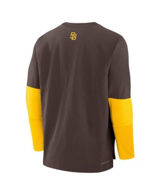 Men's Brown/Gold San Diego Padres Authentic Collection Lightweight Player Tri-Blend Performance Pullover Sweatshirt