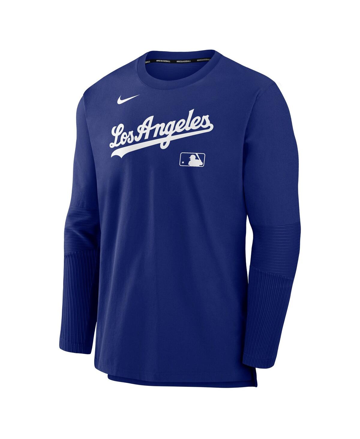 NIKE MEN'S ROYAL LOS ANGELES DODGERS AUTHENTIC COLLECTION LIGHTWEIGHT PLAYER TRI-BLEND PERFORMANCE PULLOV