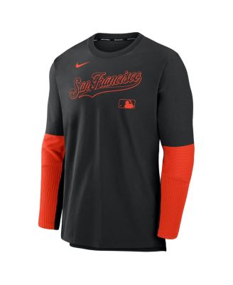 Men's Black/Orange San Francisco Giants Authentic Collection Lightweight Player Tri-Blend Performance Pullover Sweatshirt