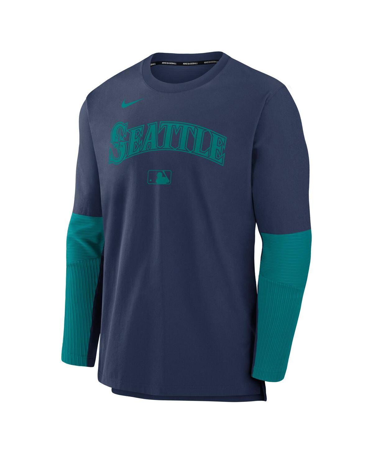 Nike Seattle Mariners Authentic Collection Player  Men's Dri-fit Mlb Pullover Sweatshirt In Blue