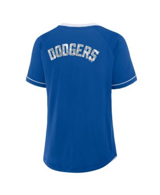Women's Royal Los Angeles Dodgers League Diva Star Raglan V-Neck T-Shirt