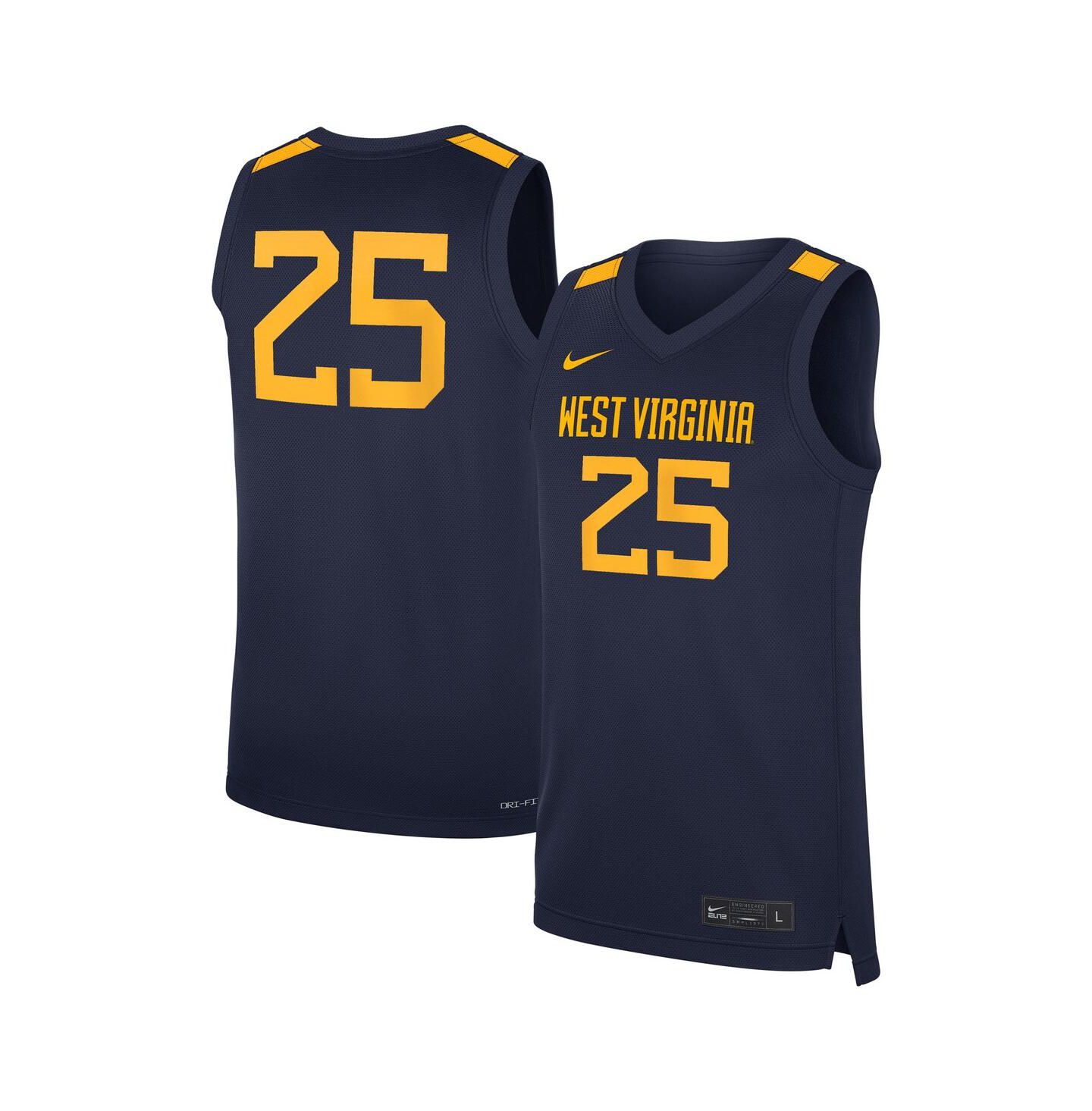Мужской топ Nike 25 Navy West Virginia Mountaineers Road Replica Basketball Jersey — фото 1