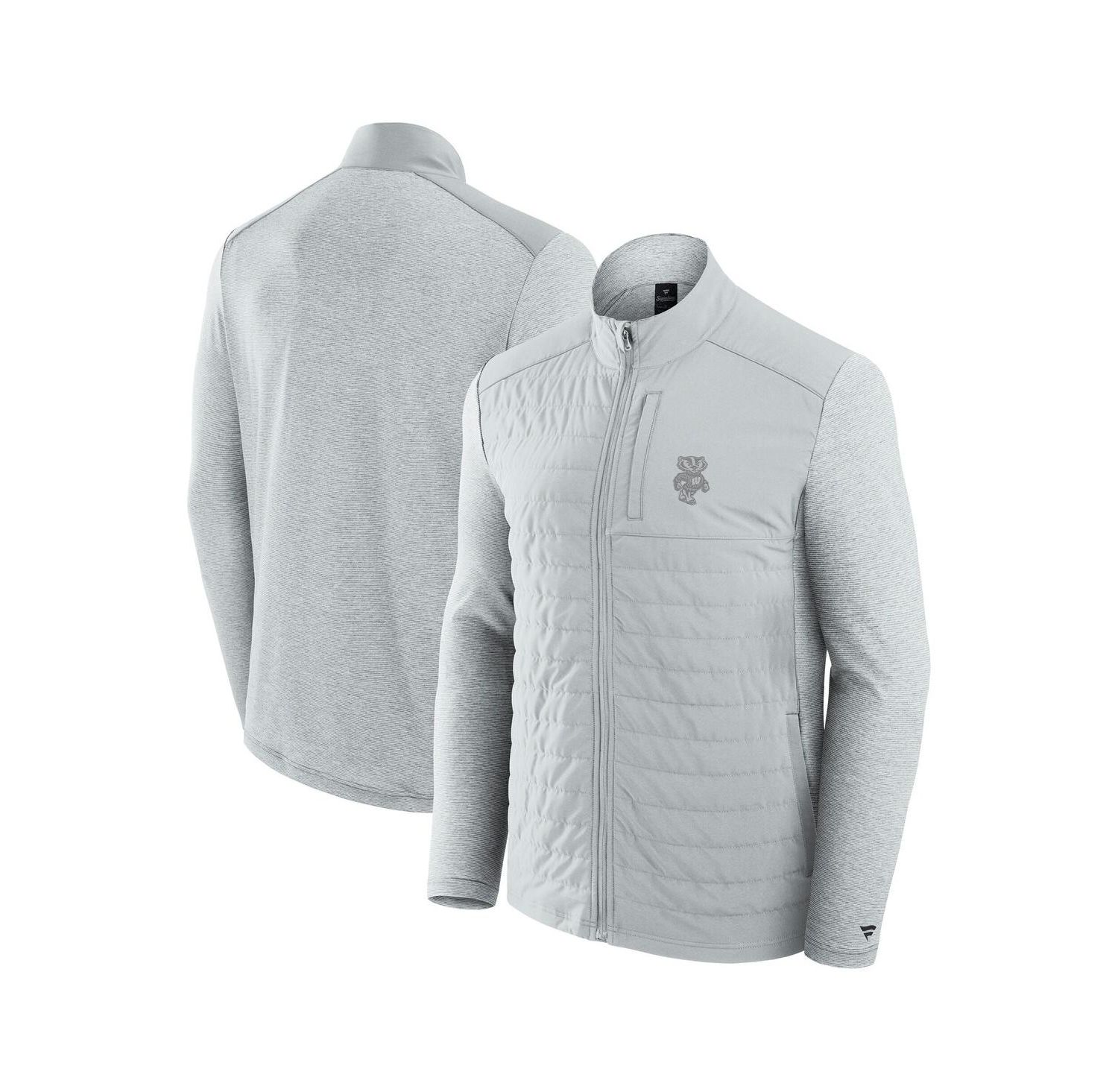 Men's Gray Wisconsin Badgers Tonal Primary Logo Full-Zip Jacket