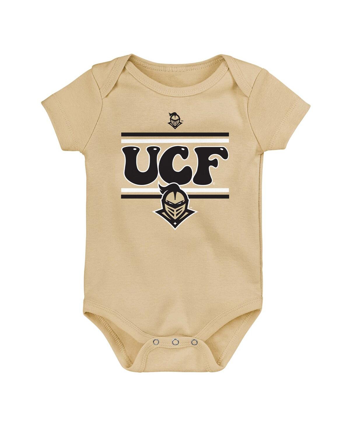 Outerstuff Newborn Gold/black Ucf Knights Sunday Comics Bodysuit 3-pack