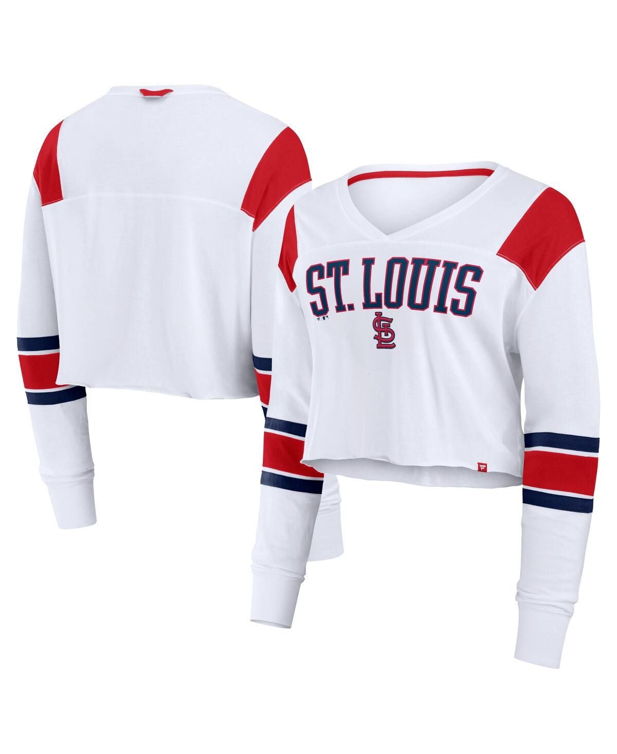 Fanatics Women's White St. Louis Cardinals Stretch Cropped Fashion Long Sleeve T-shirt In White
